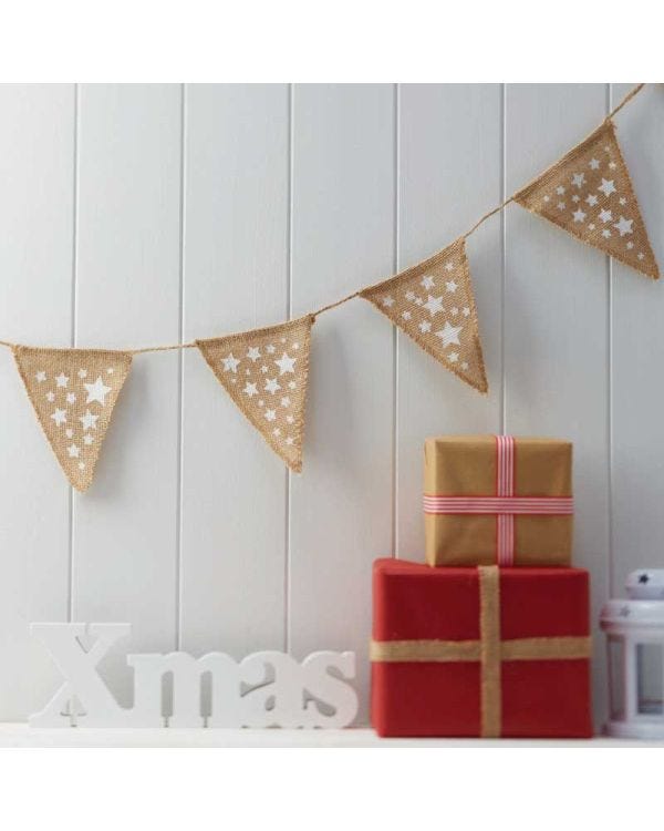 Hessian Festive Star Bunting - 2.25m