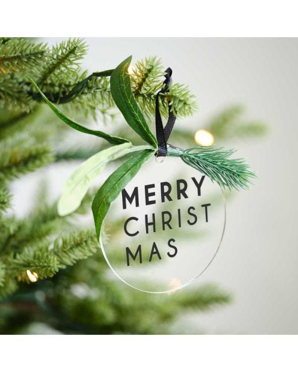 Merry Christmas with Foliage Tree Decorations (4pk)