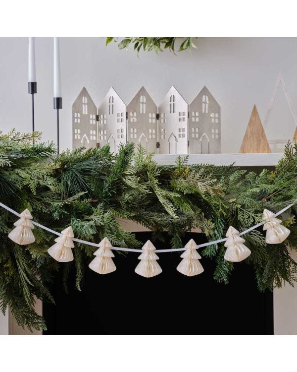 Cream Honeycomb Trees Garland - 2m