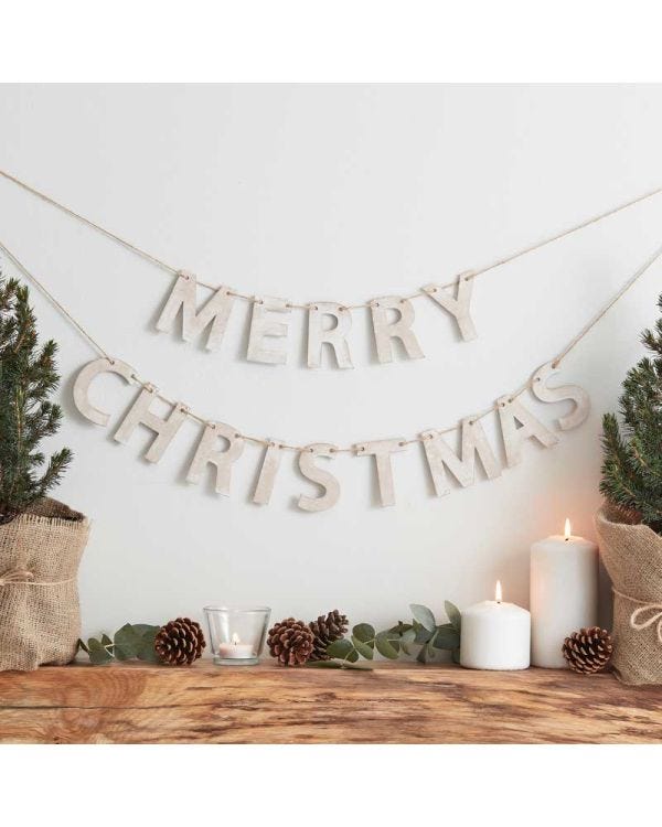 Wooden Merry Christmas Banner - 1.5m