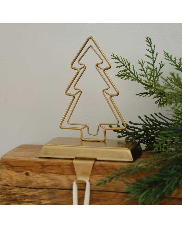 Gold Christmas Tree Stocking Holder - 17cm
