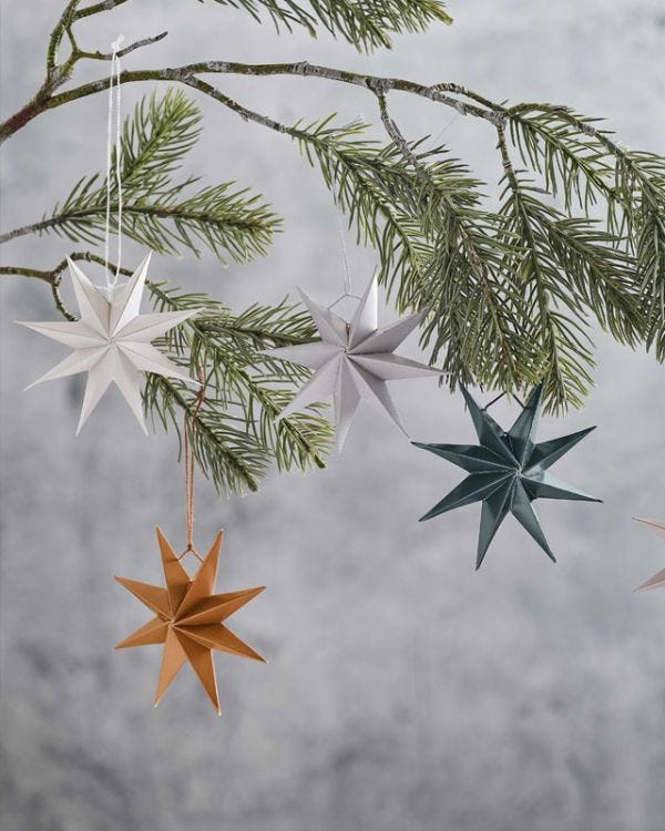 3D Paper Stars Tree Decorations (5pk)