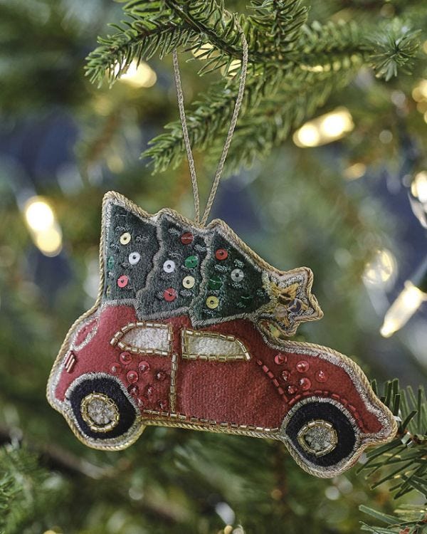 Car Tree Velvet Embroidered Decoration