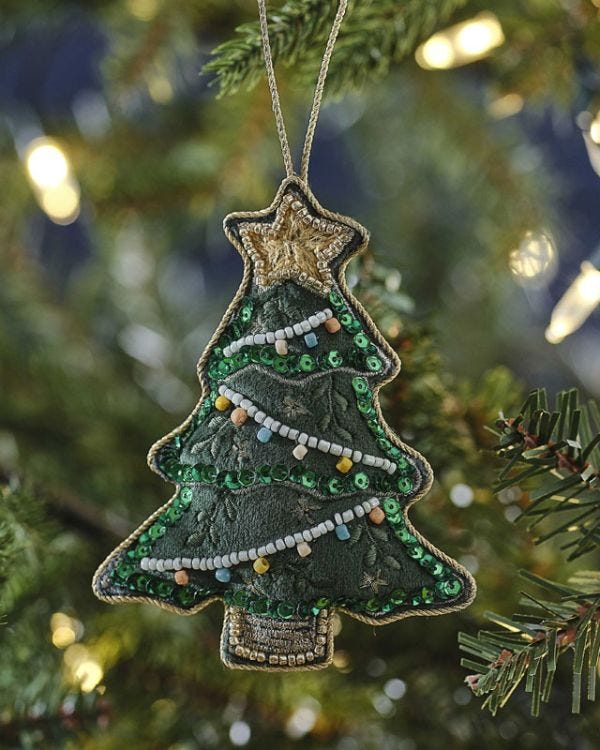 Velvet Embroidered Tree Decoration