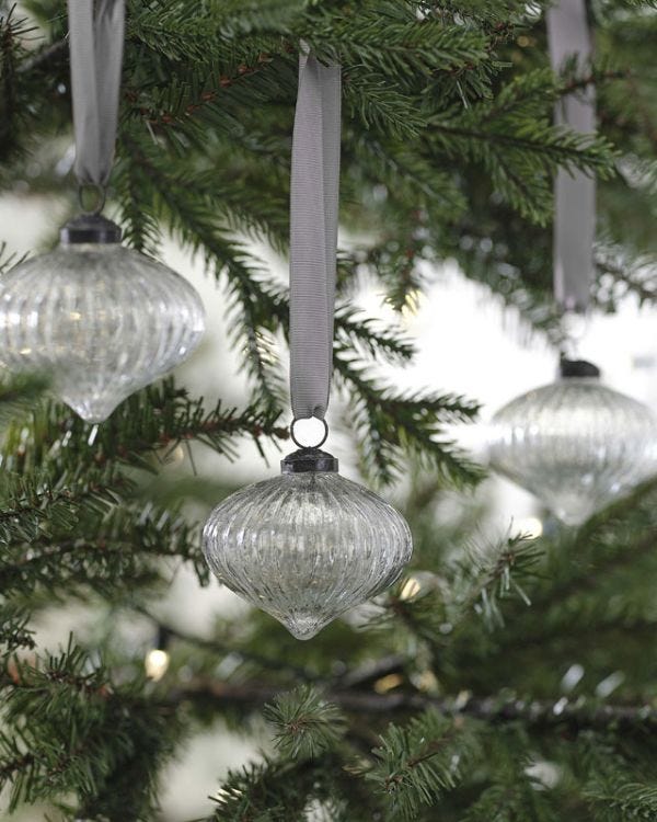 Ribbed Glass Tree Decoration (3pk)