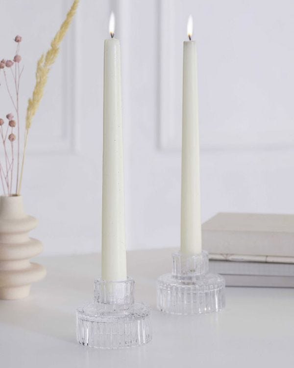 Glass Dinner Candle Holders (2pk)