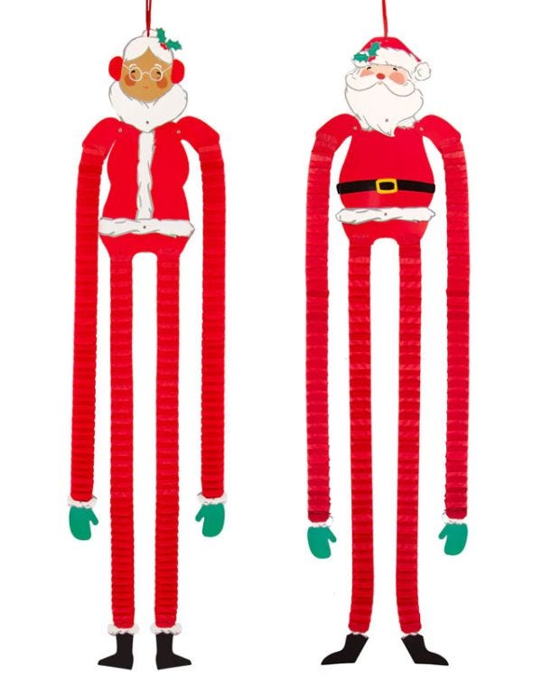 Mr &amp; Mrs Claus Hanging Decorations (2pk)