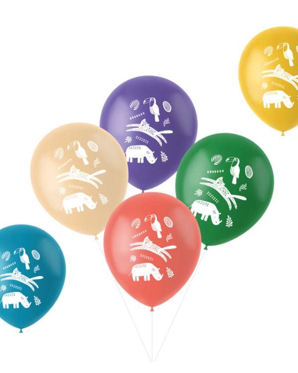Zoo Party Balloons - 12&quot; Latex (6pk)