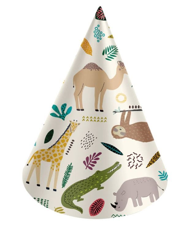 Zoo Party Paper Party Hats (6pk)