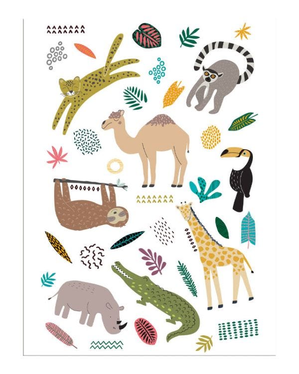 Zoo Party Tattoo Sheet