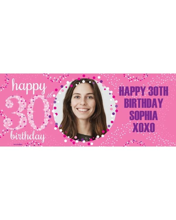 30th Birthday Pink Celebration Personalised Banner