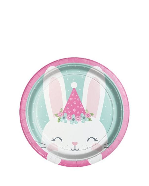 Birthday Bunny Paper Dessert Plates - 18cm (8pk)