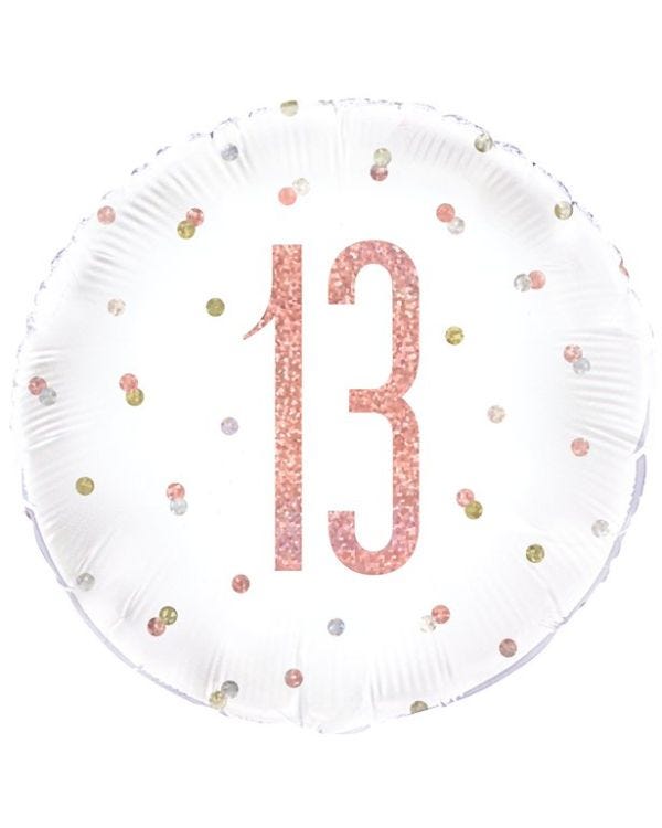 Rose Gold Glitz Number 13th Birthday Balloon - 18&quot; Foil