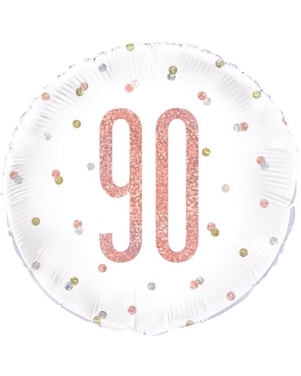 Rose Gold Glitz Number 90th Birthday Balloon - 18&quot; Foil