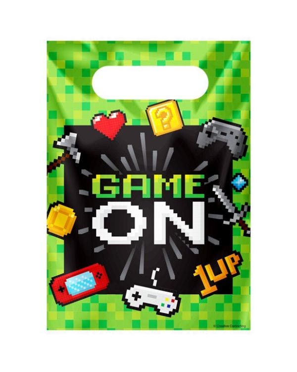 Game On Plastic Party Bags (8pk)