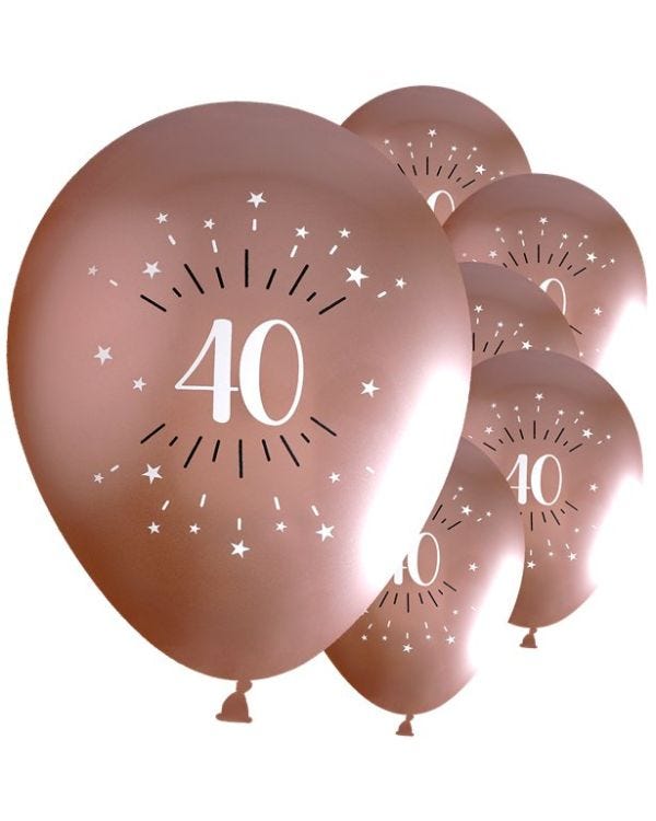 Sparkling Rose Gold 40th Latex Balloons - 12&quot; (6pk)