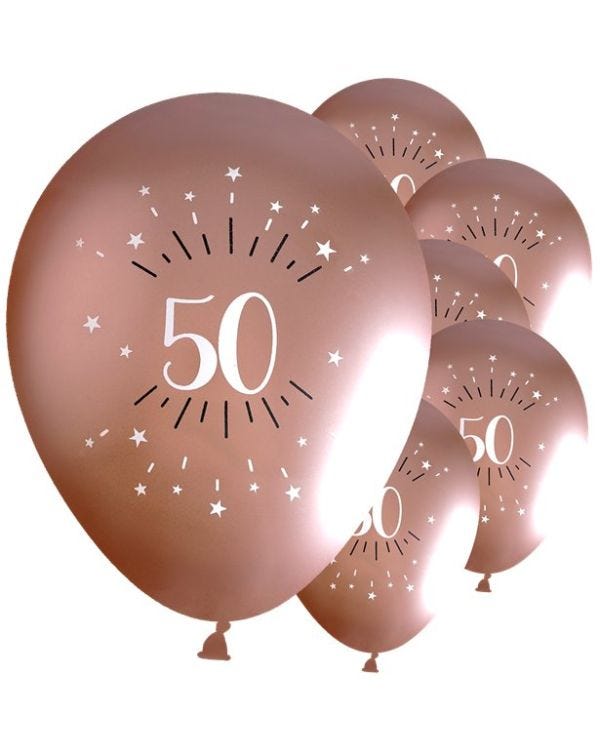 Sparkling Rose Gold 50th Latex Balloons - 12&quot; (6pk)