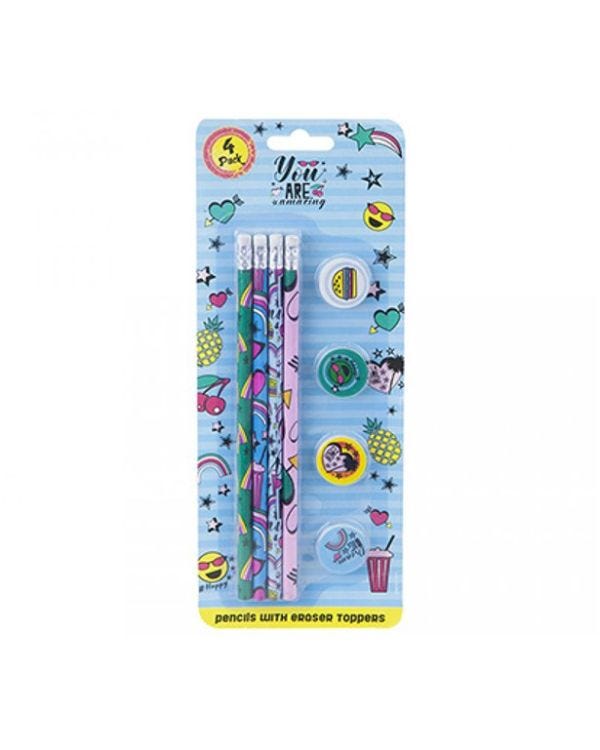Girl Thing Pencils with Eraser Toppers (4pk)