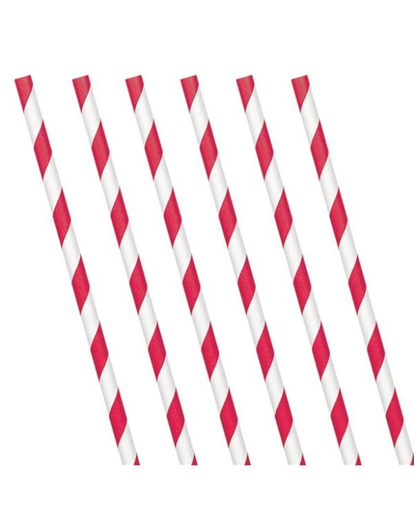 Red Stripe Paper Straws (24pk)
