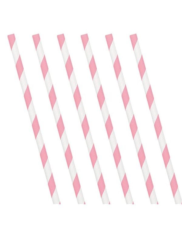 Soft Pink Stripe Paper Straws (24pk)