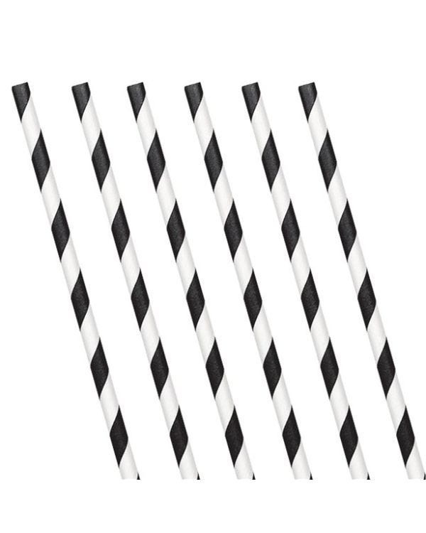Black Stripe Paper Straws (24pk)