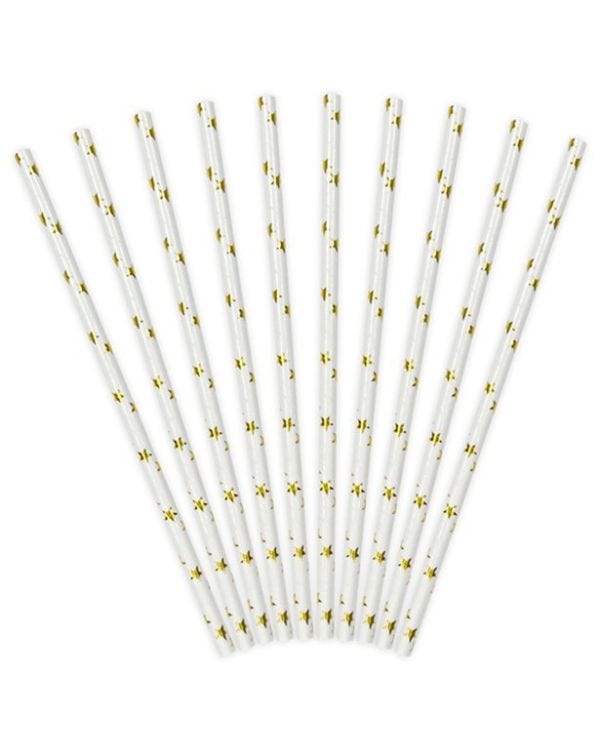 Gold Star Paper Straws (10pk)