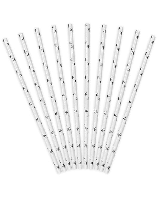 Silver Star Paper Straws (10pk)