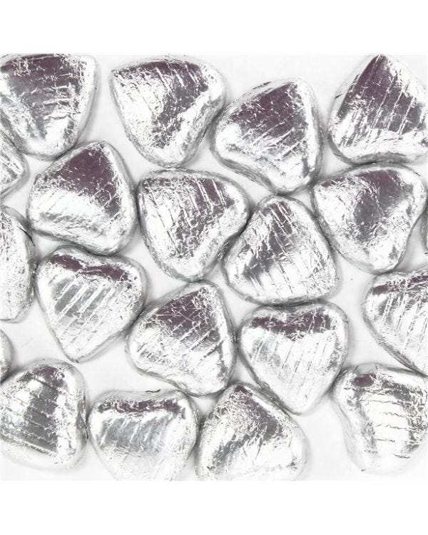 Silver Foil Chocolate Hearts x20