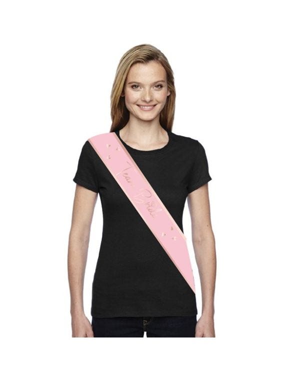 Team Bride Pink &amp; Rose Gold Sashes (6pk)