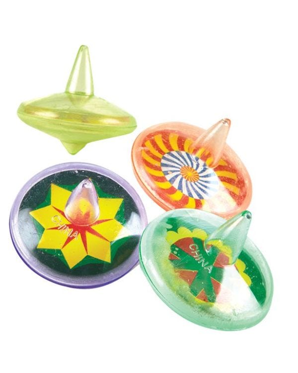 Clear Spin Tops - 3.5cm (8pk)