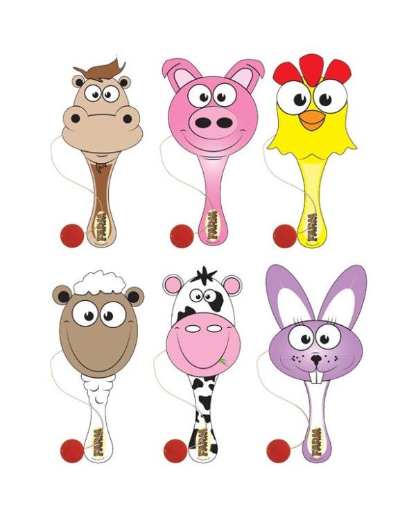 Farm Paddle Bat &amp; Ball - 23cm
