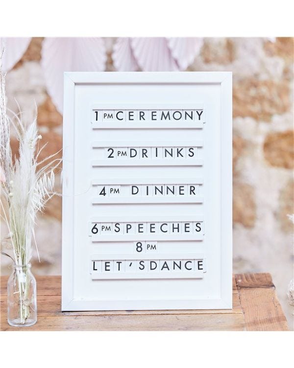 A Touch Of Pampas White Framed Letter Board