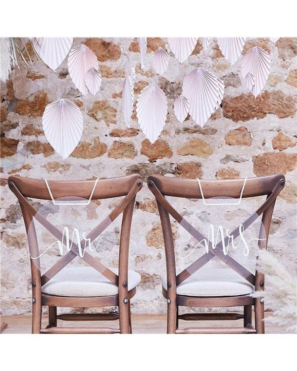 A Touch Of Pampas Mr and Mrs Acrylic Chair Signs (2pk)