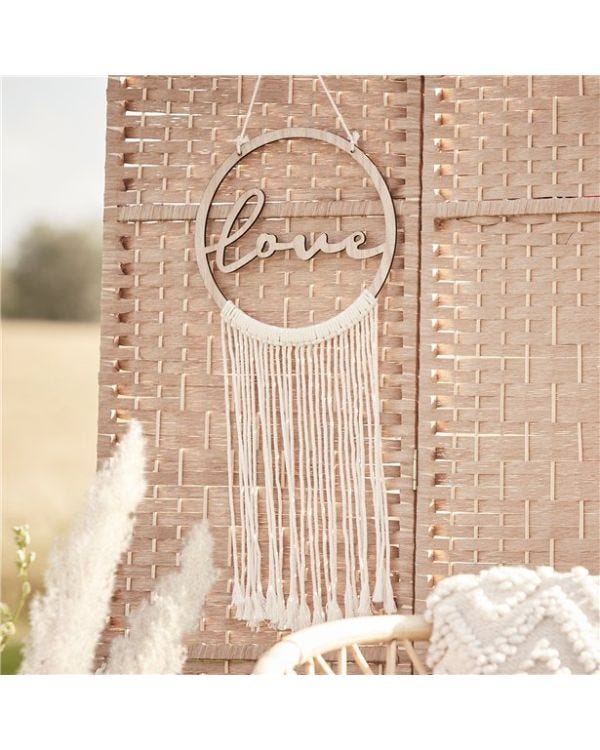 Wooden Love Macrame Wall Hanging Hoop