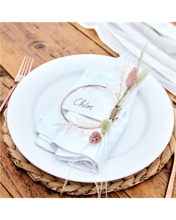 A Touch Of Pampas Rose Gold Metal Hoops &amp; Place Cards (4pk)