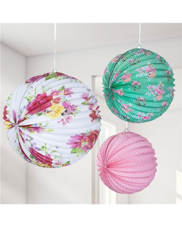 Vintage Tea Party Lantern Decorations (3pk)