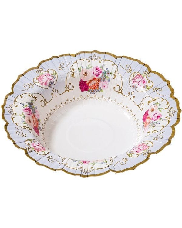Vintage Tea Party Paper Bowls - 19cm (12pk)
