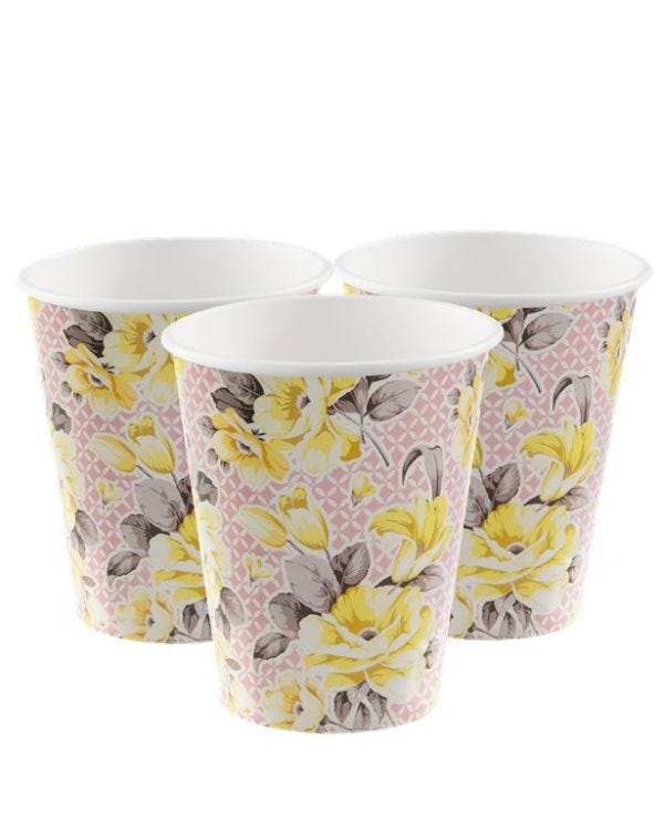Vintage Tea Party Paper Cups - 250ml (12pk)