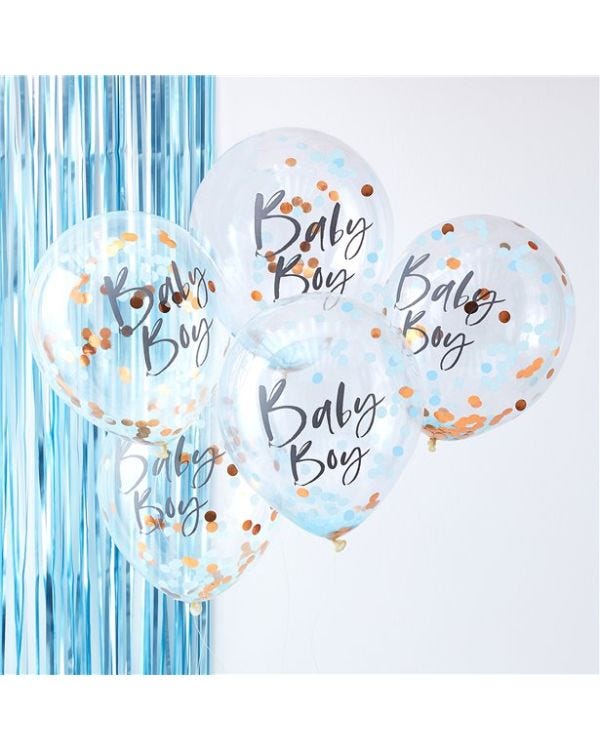 Twinkle Twinkle Baby Boy Blue &amp; Gold Confetti Latex Balloons - 12&quot; (5pk)