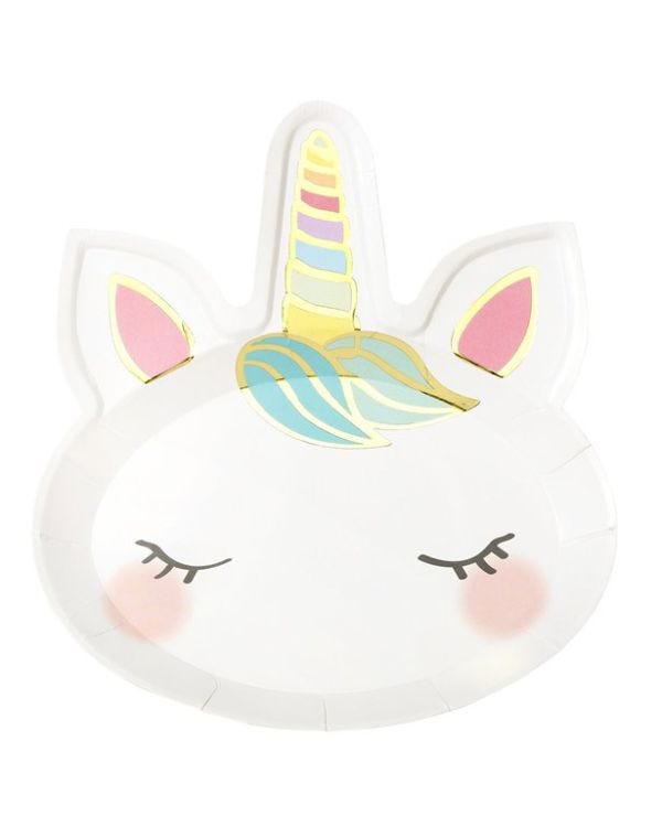 We Heart Unicorn Shaped Paper Plates (8pk)