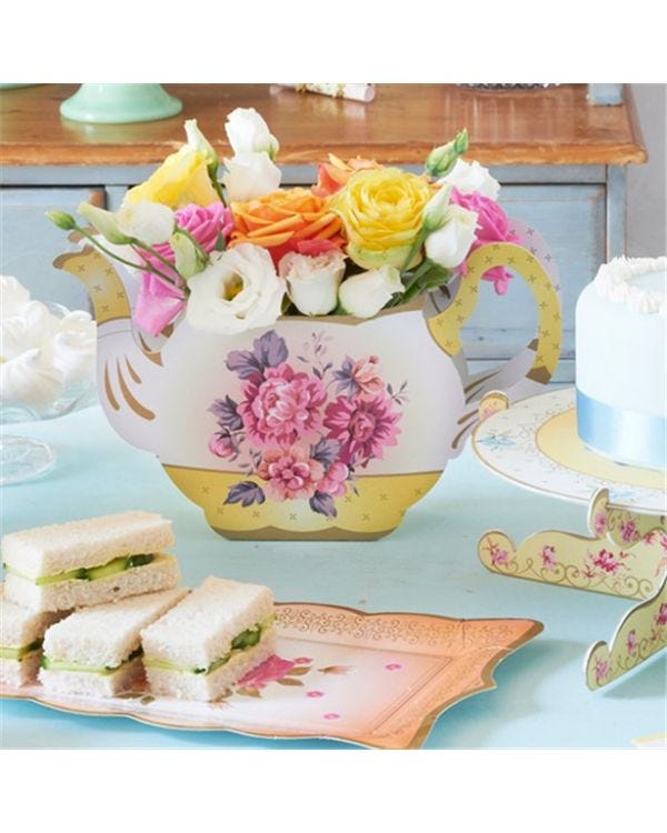Vintage Tea Party Teapot Vase - 14cm