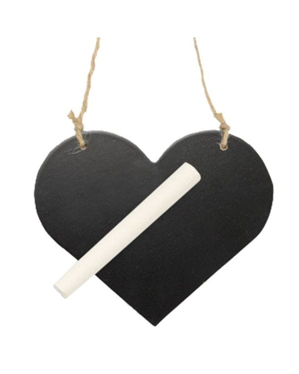 Wooden Blackboard Heart on String - 11.5cm