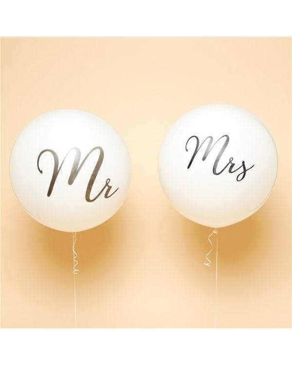Mr &amp; Mrs Black Giant Latex Balloons - 36&quot; (2pk)