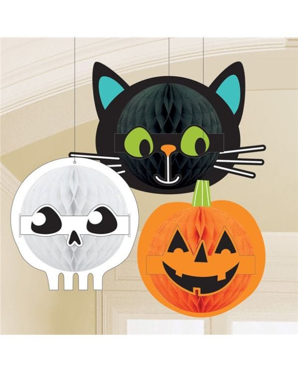 Hallo-ween Friends Honeycomb Decorations (3pk)