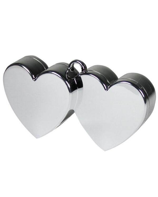 Silver Double Heart Balloon Weight - 135g