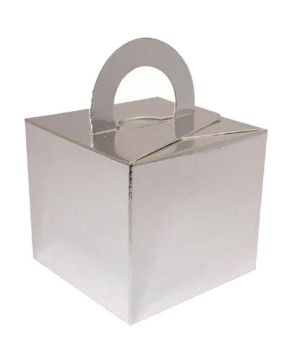 Silver Cube Balloon Weight/Favour Boxes - 6.5cm (10pk)