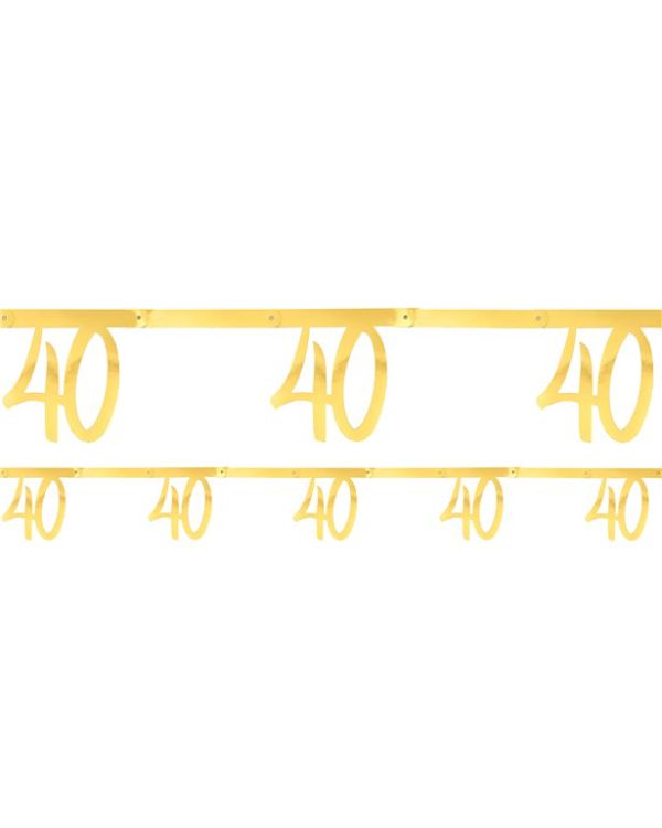 White &amp; Gold Sparkle 40th Bunting - 2.5m