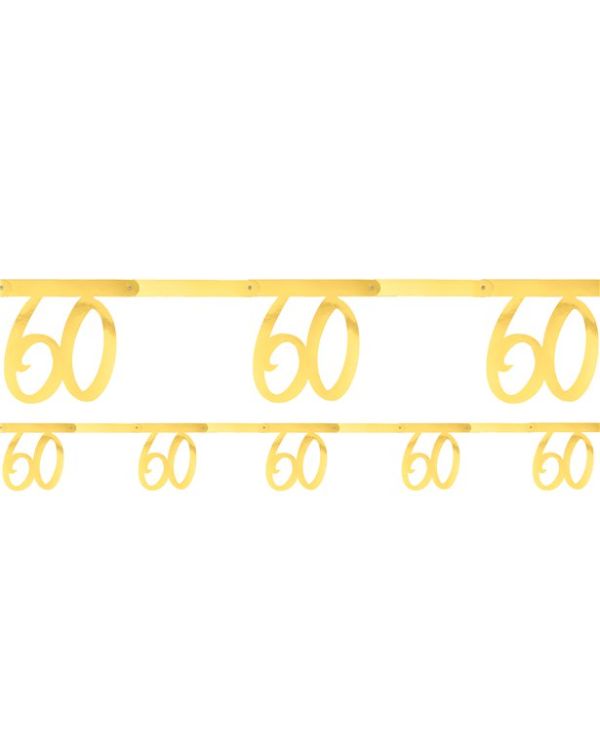 White &amp; Gold Sparkle 60th Bunting - 2.5m