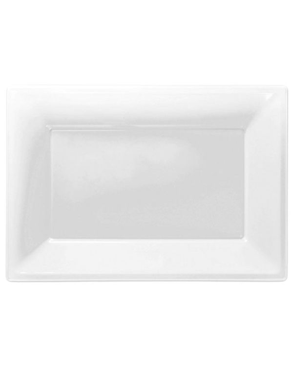 White Plastic Serving Platters - 23cm x 32cm (3pk)
