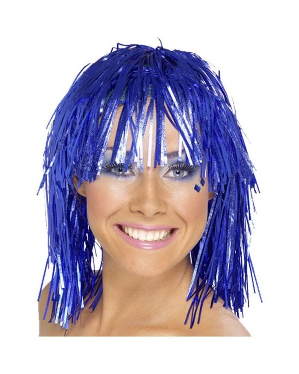 Blue Tinsel Wig